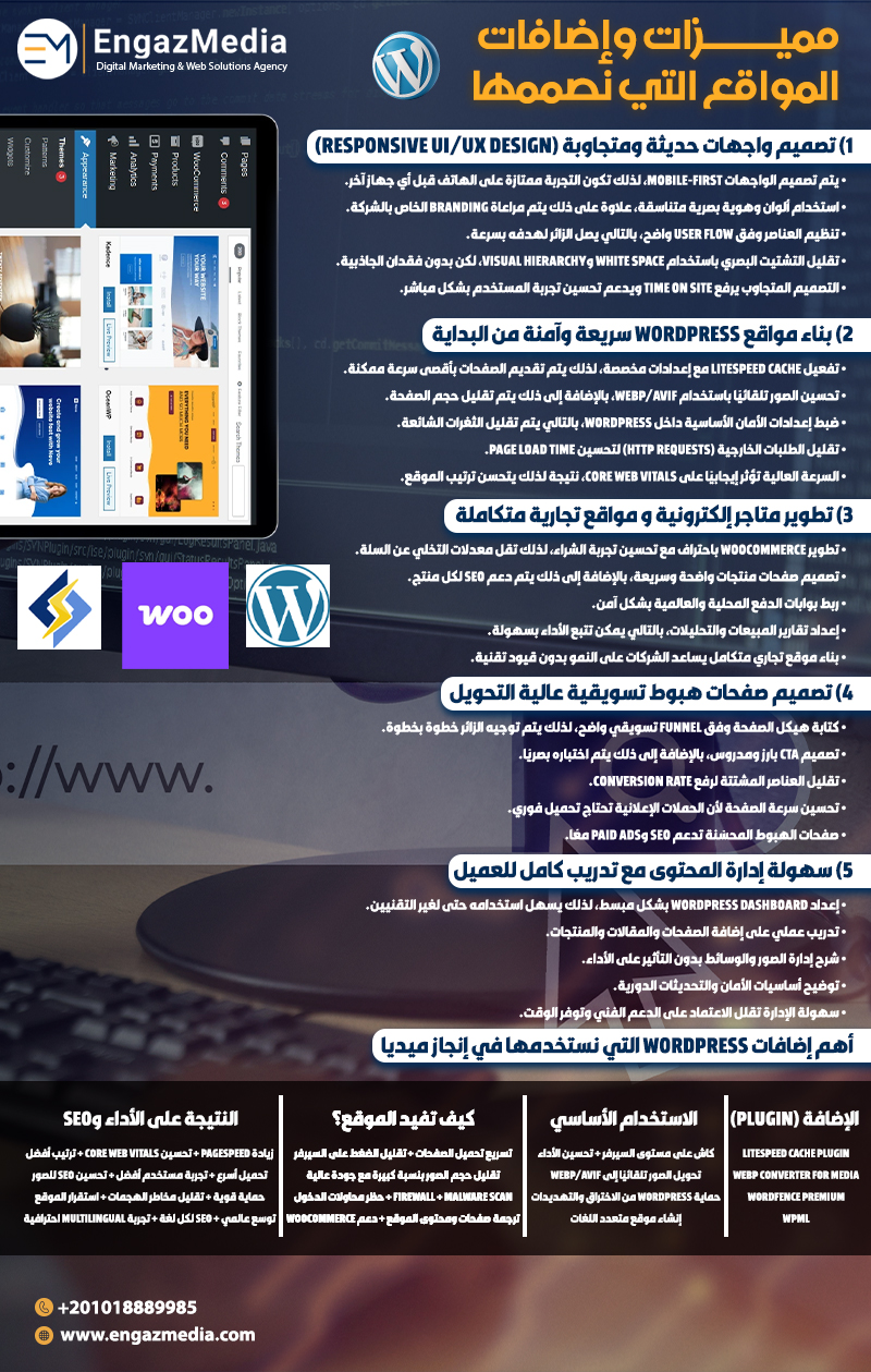 مميزات وإضافات المواقع التي نصممها