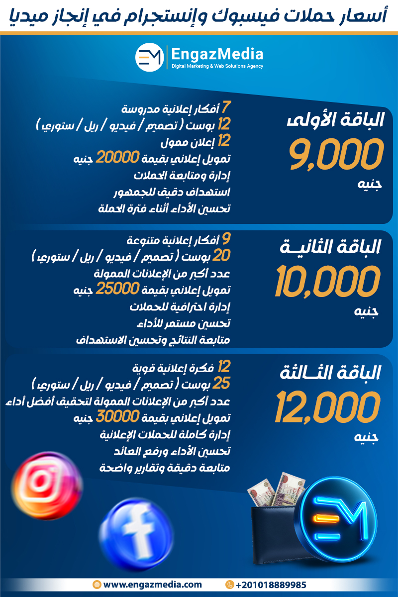 أسعار حملات فيسبوك وإنستجرام في إنجاز ميديا