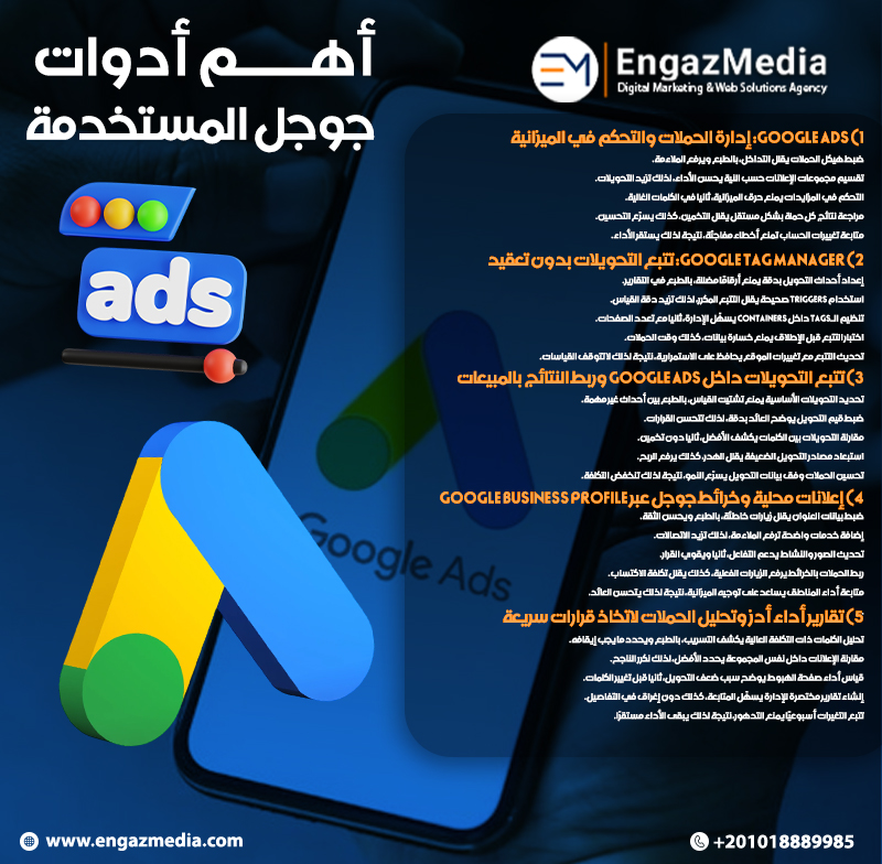 أهم أدوات جوجل المستخدمة