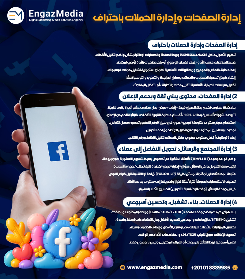 إدارة الصفحات وإدارة الحملات باحتراف