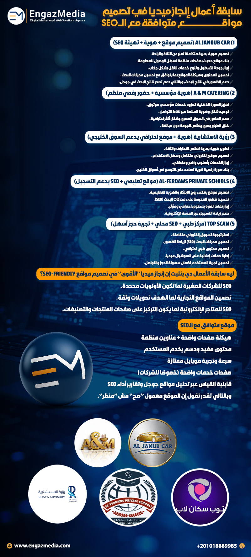 سابقة أعمال إنجاز ميديا في تصميم مواقع متوافقة مع الـSEO