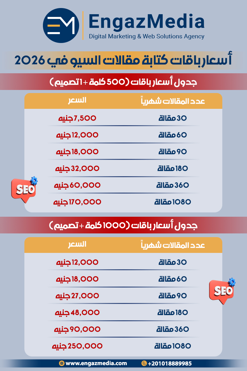اسعار باقات كتابة مقالات السيو في 2026