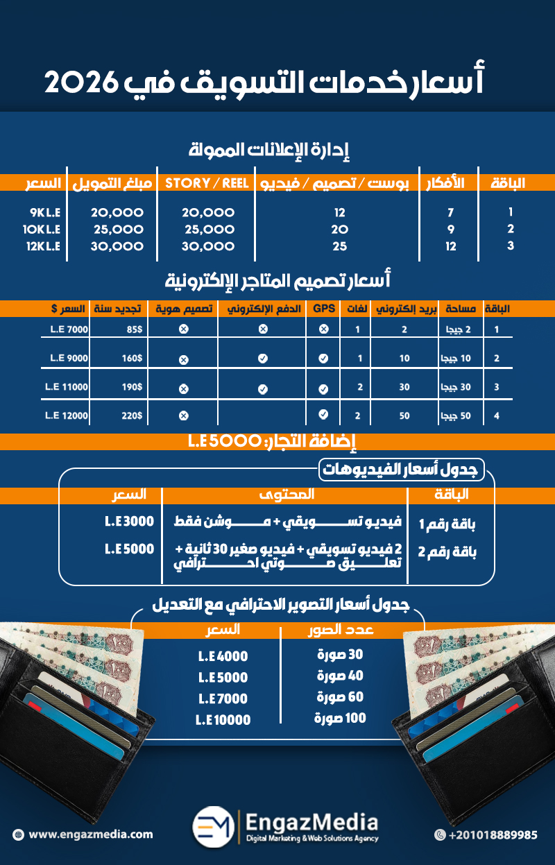 أسعار خدمات التسويق في 2026