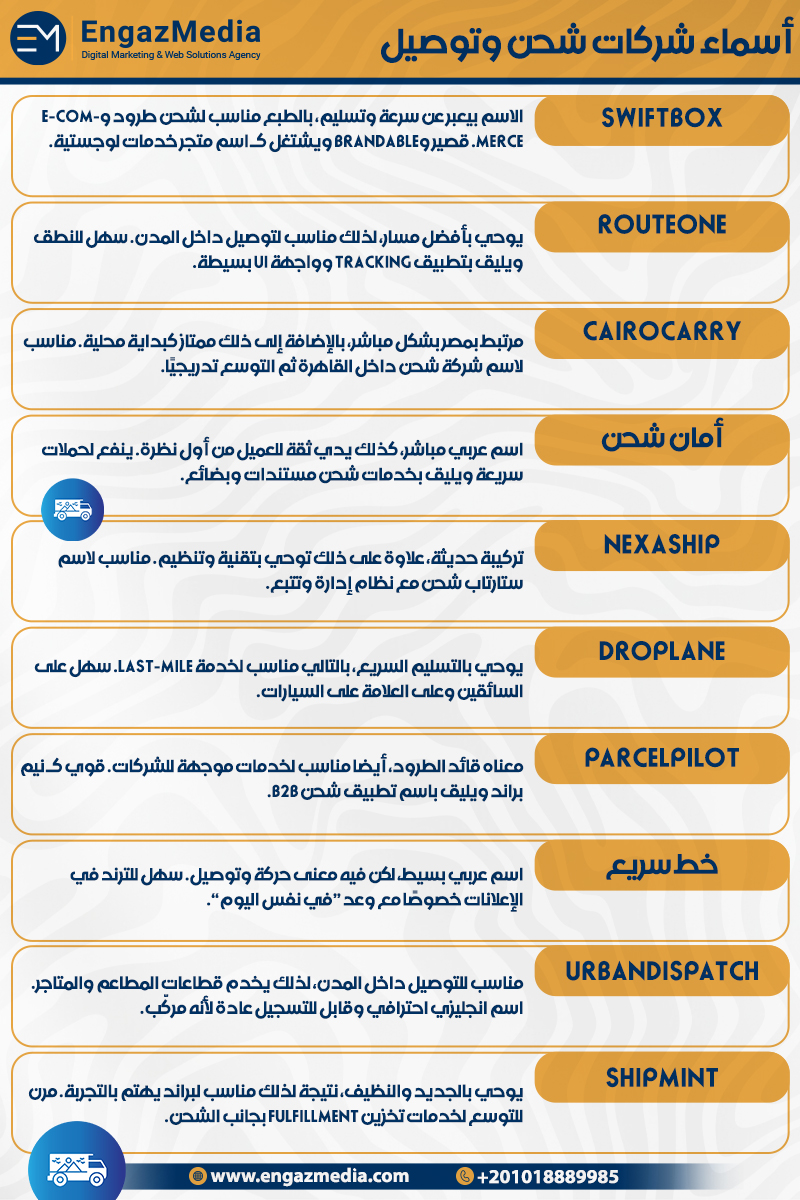 أسماء شركات شحن وتوصيل