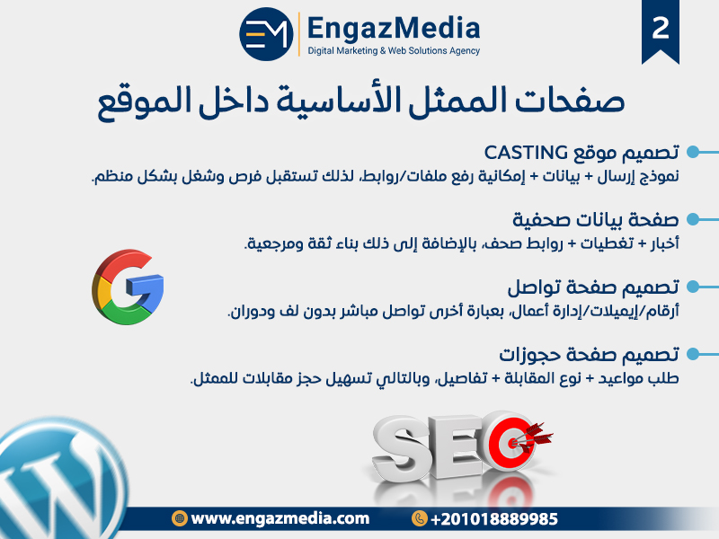 صفحات الممثل الأساسية داخل الموقع