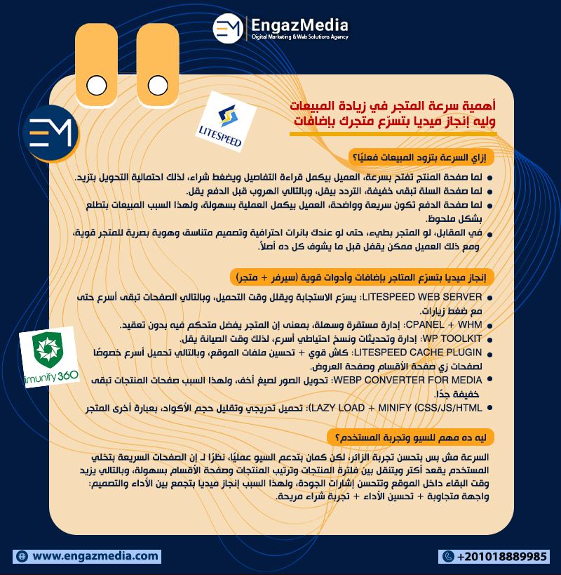 أهمية سرعة المتجر في زيادة المبيعات… وليه إنجاز ميديا بتسرّع متجرك بإضافات احترافية
