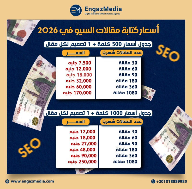 اسعار كتابة مقالات السيو في 2026