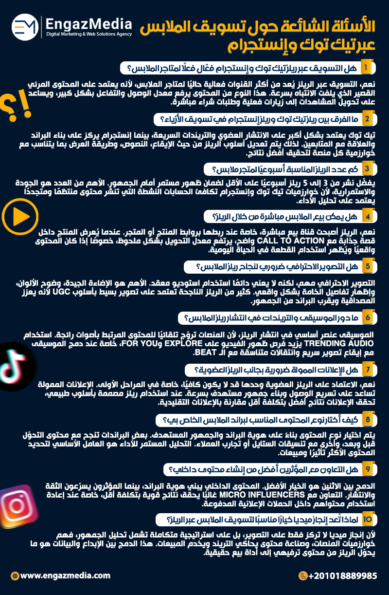 الأسئلة الشائعة حول تسويق الملابس عبر تيك توك وإنستجرام
