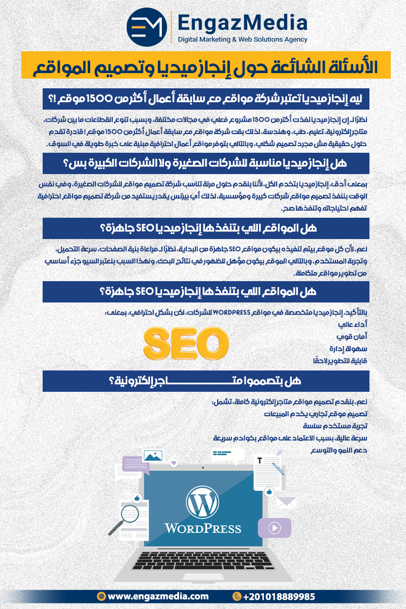 الأسئلة الشائعة حول إنجاز ميديا وتصميم المواقع