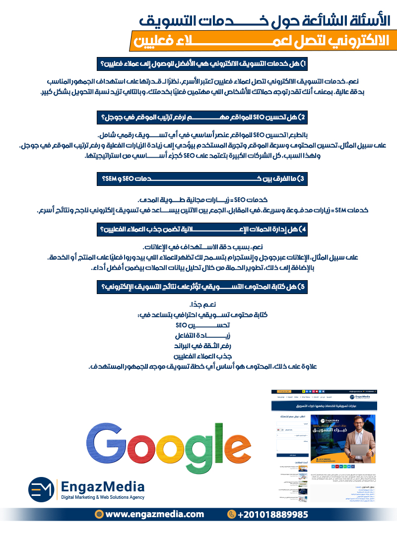 الأسئلة الشائعة حول خدمات التسويق الالكتروني لتصل لعملاء فعليين