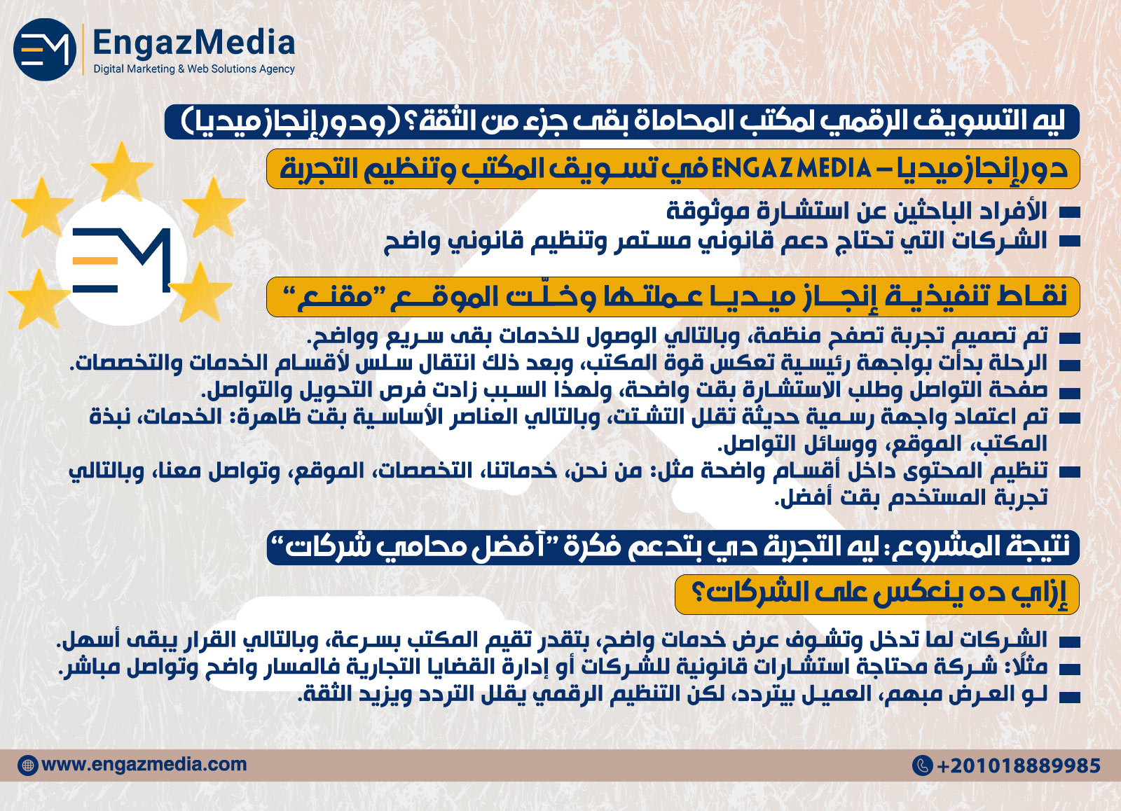  ليه التسويق الرقمي لمكتب المحاماة بقى جزء من الثقة؟ (ودور إنجاز ميديا)