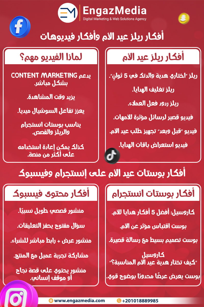 أفكار ريلز عيد الأم وأفكار فيديوهات
