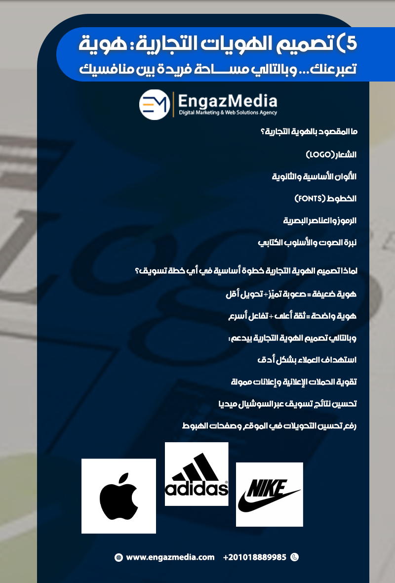 5) تصميم الهويات التجارية: هوية تعبر عنك… وبالتالي مساحة فريدة بين منافسيك
