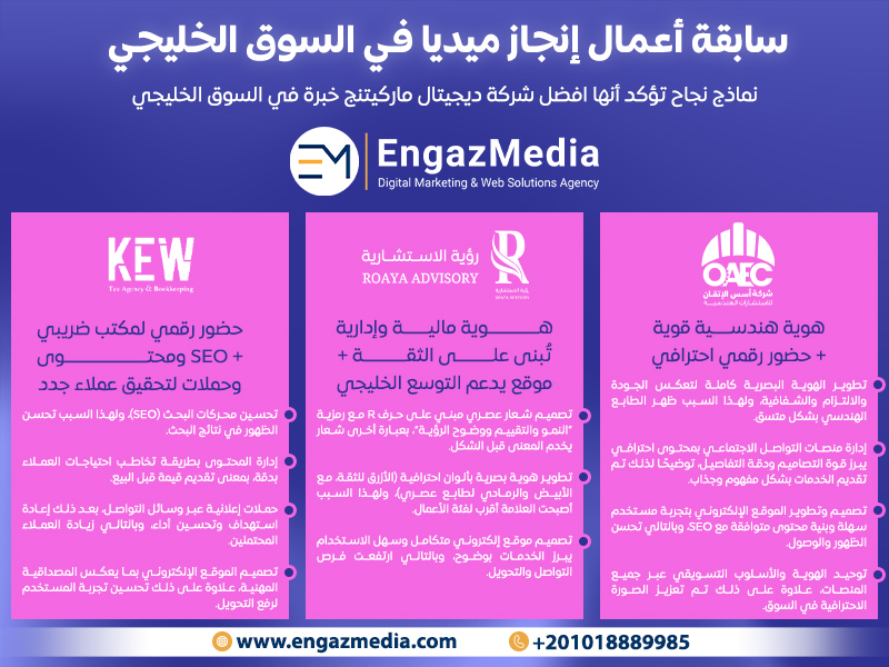 سابقة أعمال إنجاز ميديا في السوق الخليجي
