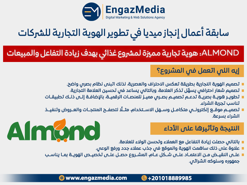ALMOND: هوية تجارية مميزة لمشروع غذائي بهدف زيادة التفاعل والمبيعات
