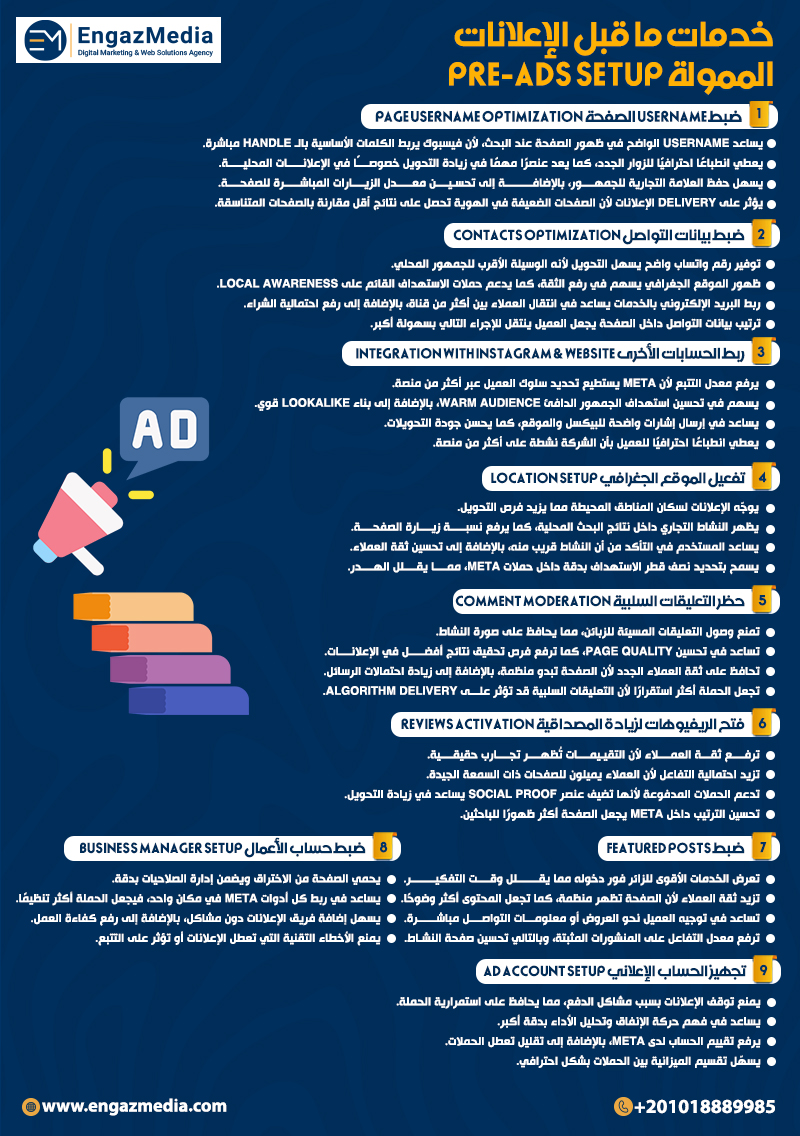 خدمات ما قبل الإعلانات الممولة Pre-Ads Setup