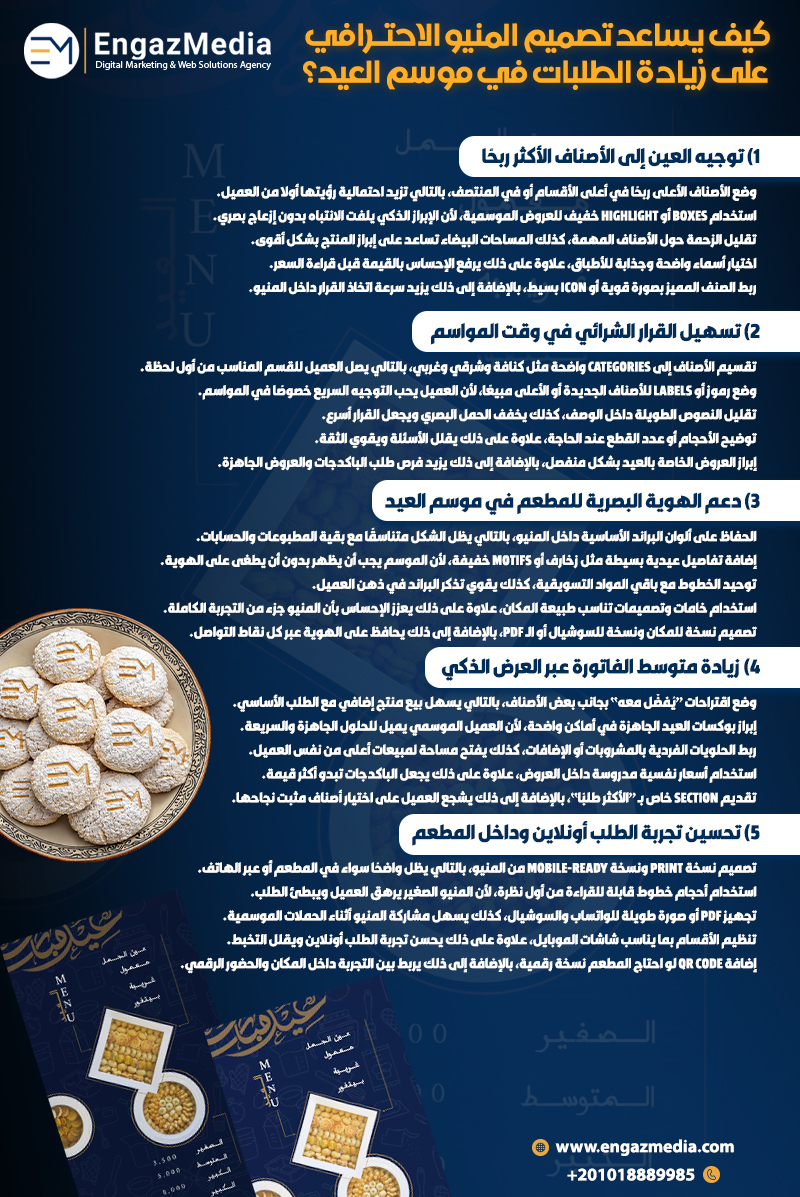 كيف يساعد تصميم المنيو الاحترافي على زيادة الطلبات في موسم العيد؟