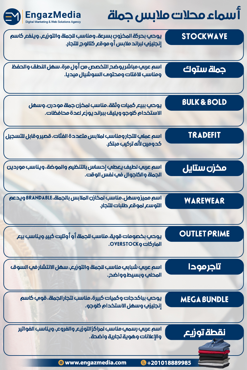 أسماء محلات ملابس جملة