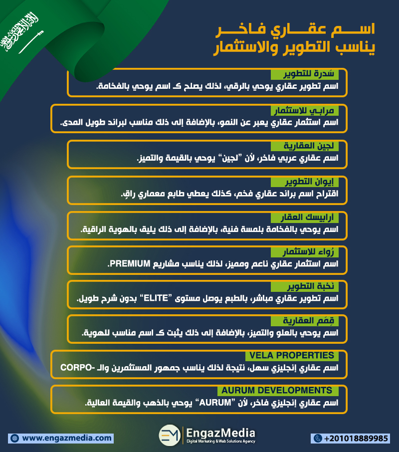 اسم عقاري فاخر يناسب التطوير والاستثمار