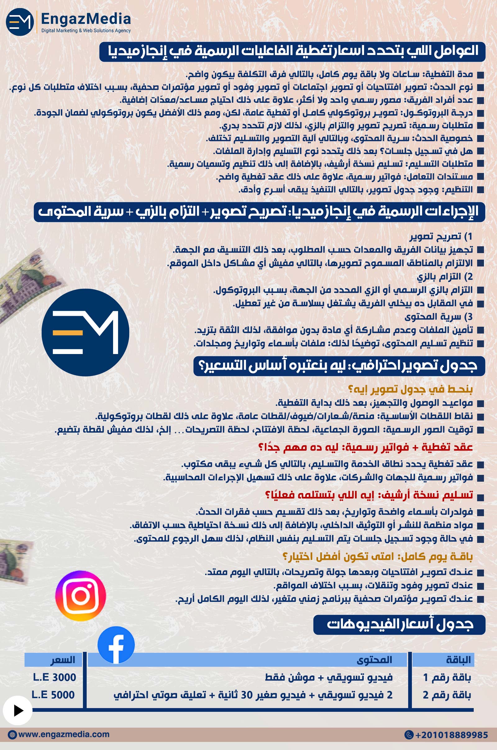 العوامل اللي بتحدد اسعار تغطية الفاعليات الرسمية في إنجاز ميديا