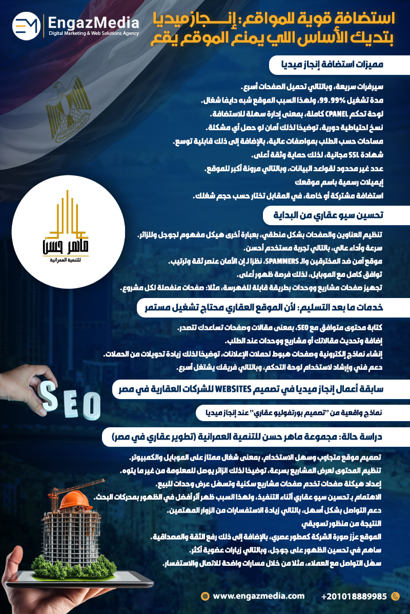استضافة قوية للمواقع: إنجاز ميديا بتديك الأساس اللي يمنع الموقع يقع