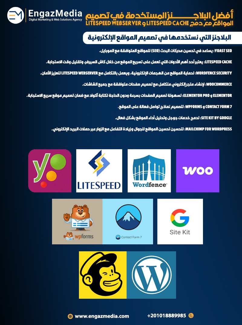 أفضل البلاجنز المستخدمة في تصميم المواقع مع دمج LiteSpeed Cache و LiteSpeed WebServer