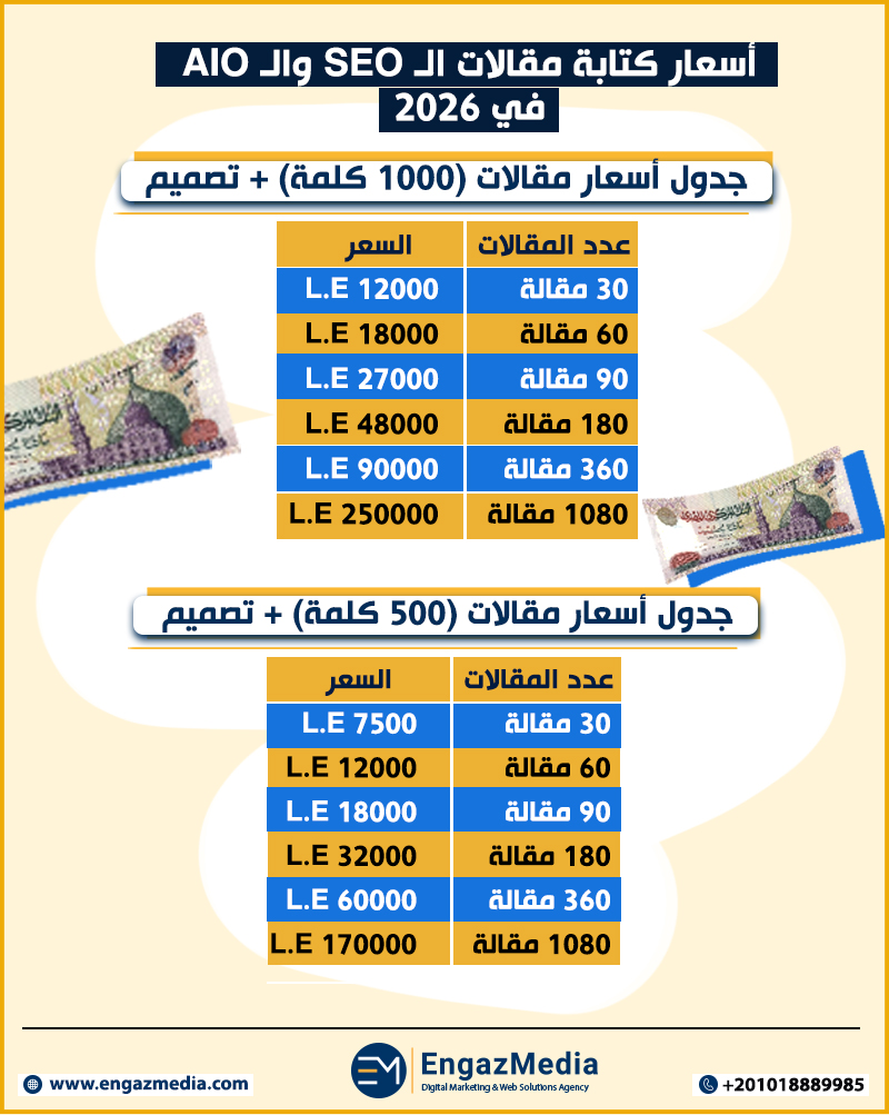 أسعار كتابة مقالات الـ SEO والـ AIO في 2026
