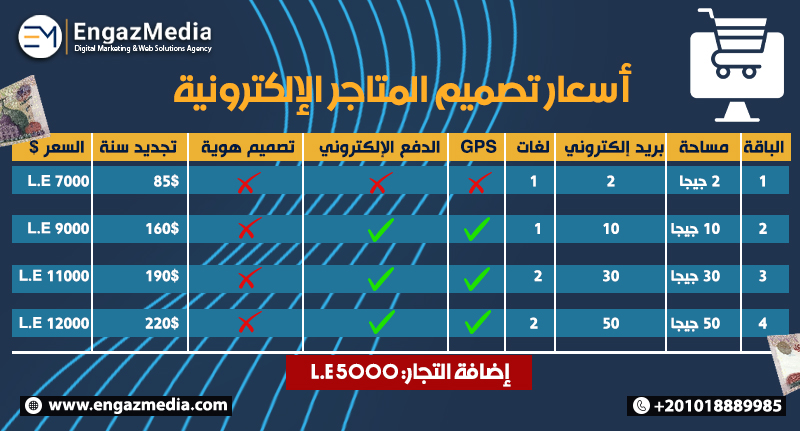 ج) أسعار تصميم المتاجر الإلكترونية