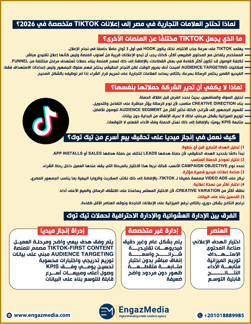 لماذا تحتاج العلامات التجارية في مصر إلى إعلانات TikTok متخصصة في 2026؟