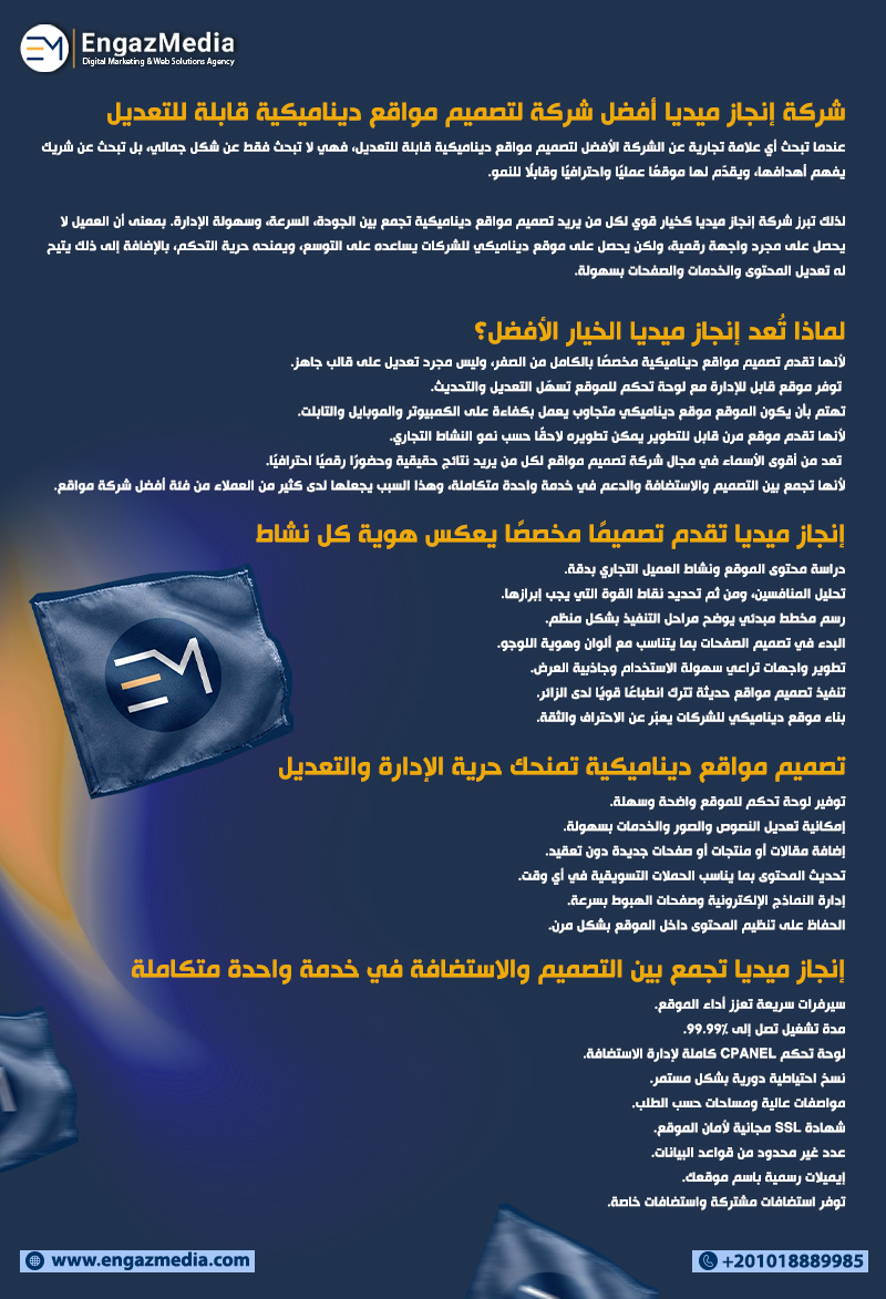 شركة إنجاز ميديا أفضل شركة لتصميم مواقع ديناميكية قابلة للتعديل