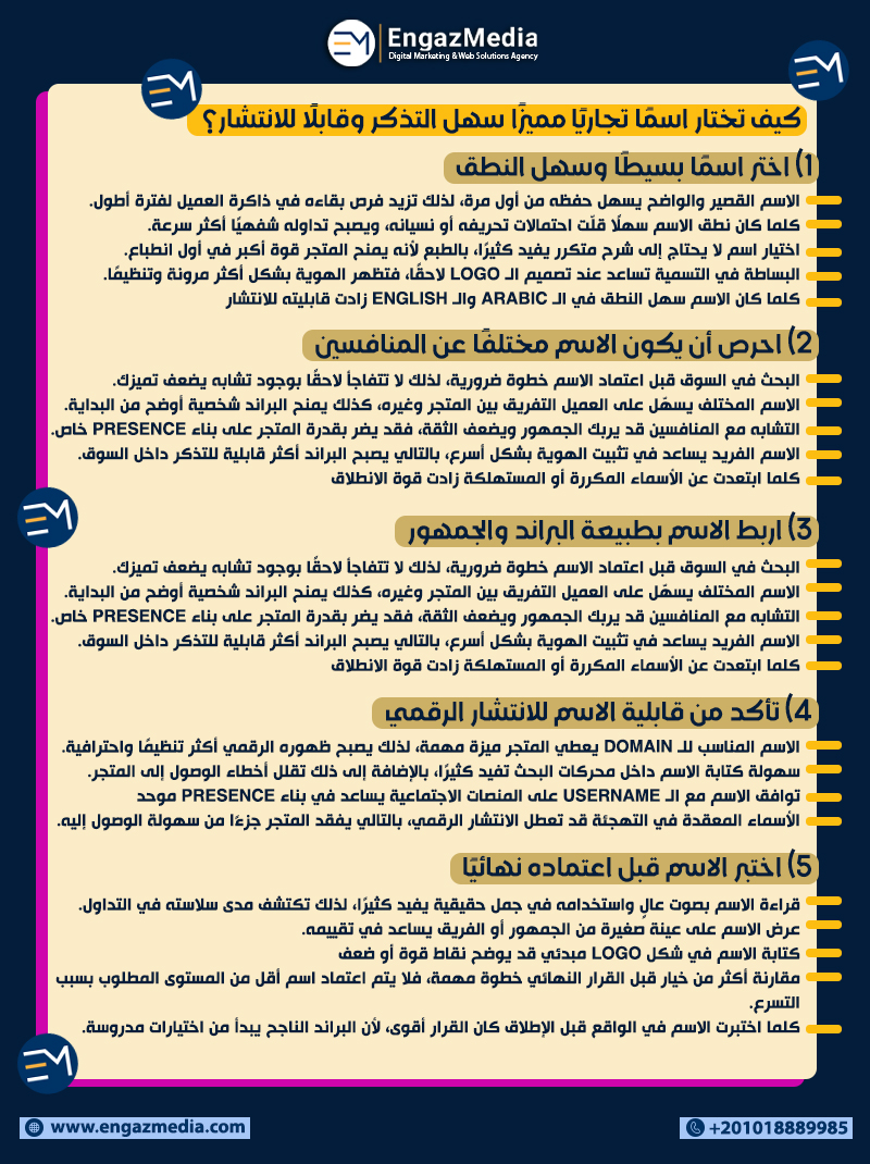 كيف تختار اسمًا تجاريًا مميزًا سهل التذكر وقابلًا للانتشار؟