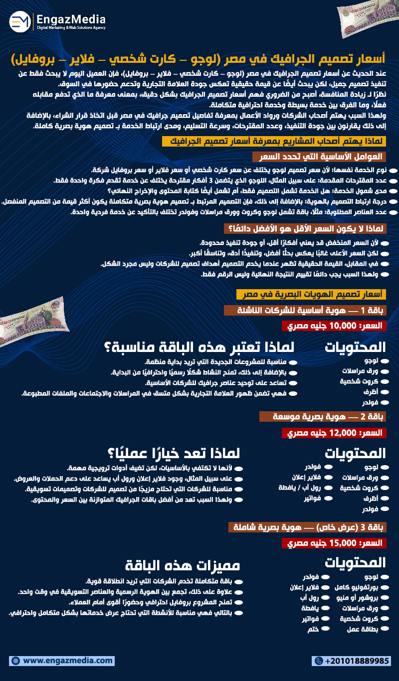 أسعار تصميم الجرافيك في مصر (لوجو – كارت شخصي – فلاير – بروفايل)