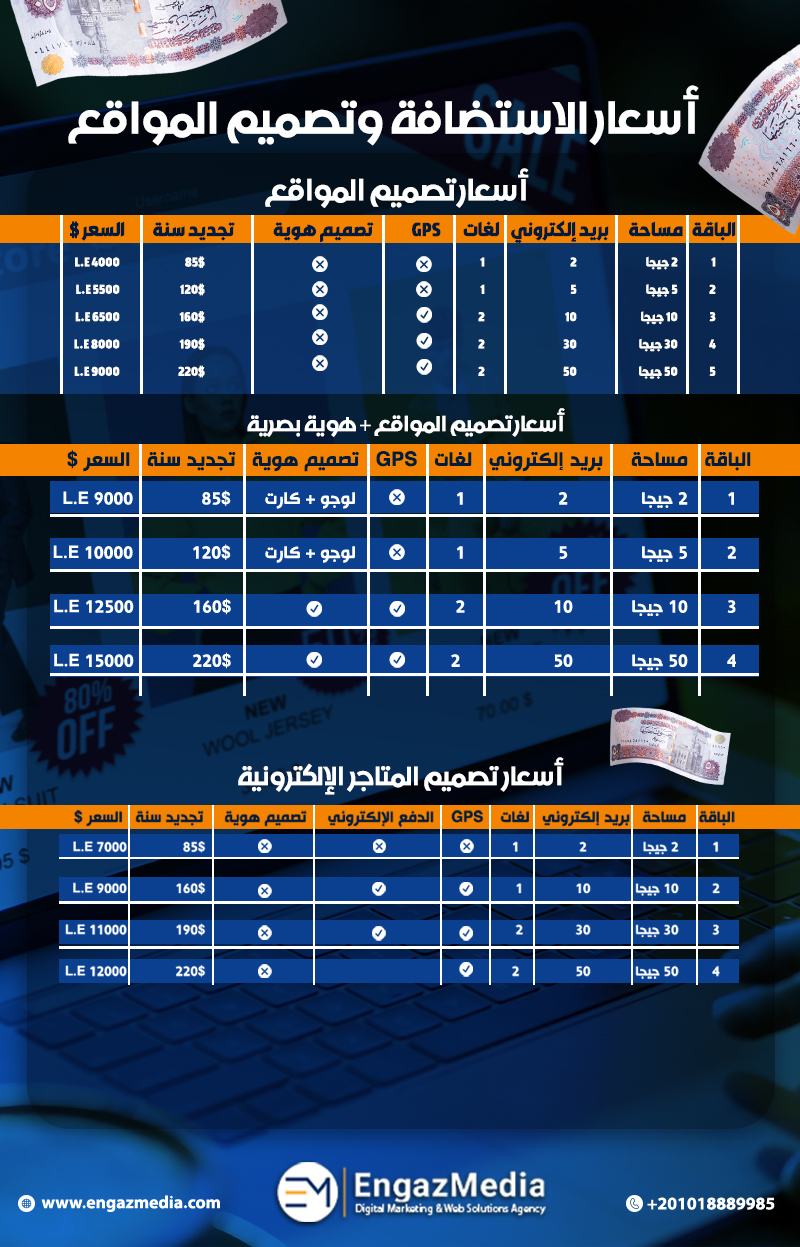 أسعار الاستضافة وتصميم المواقع
