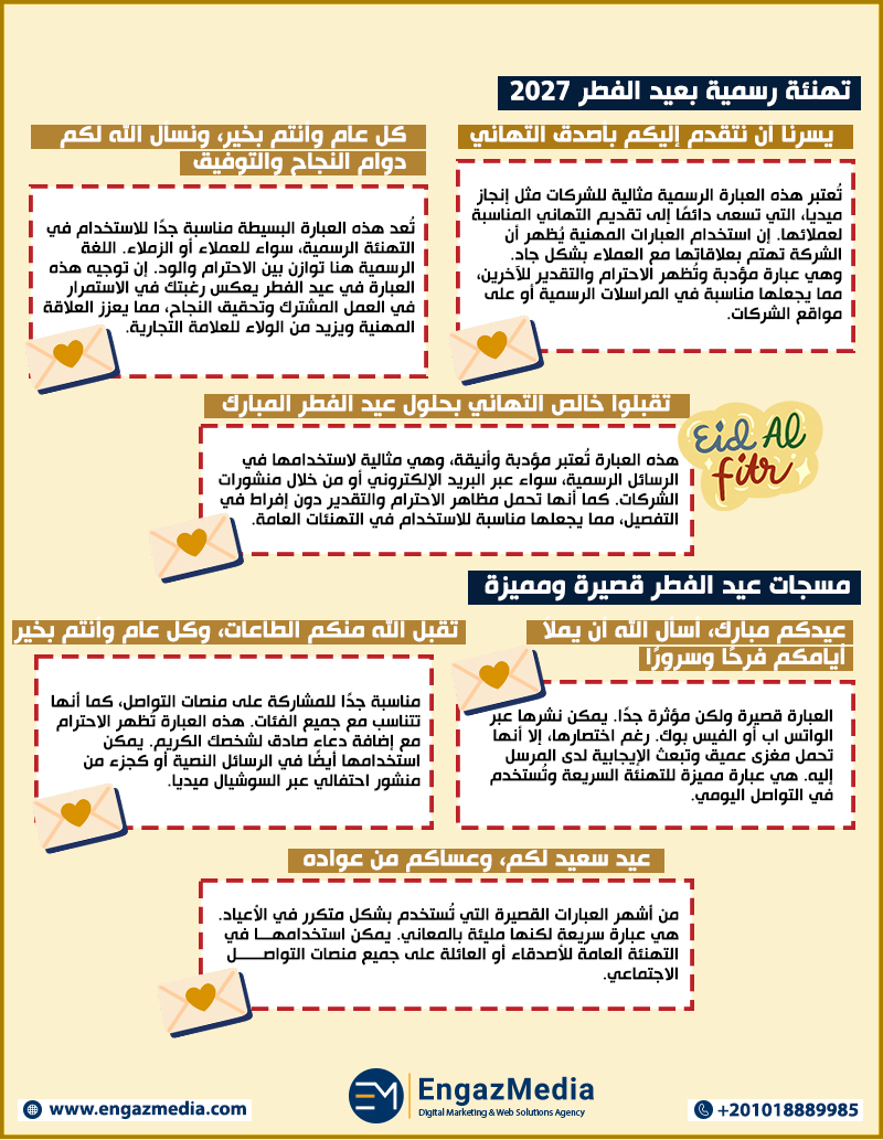 تهنئة رسمية بعيد الفطر 2027