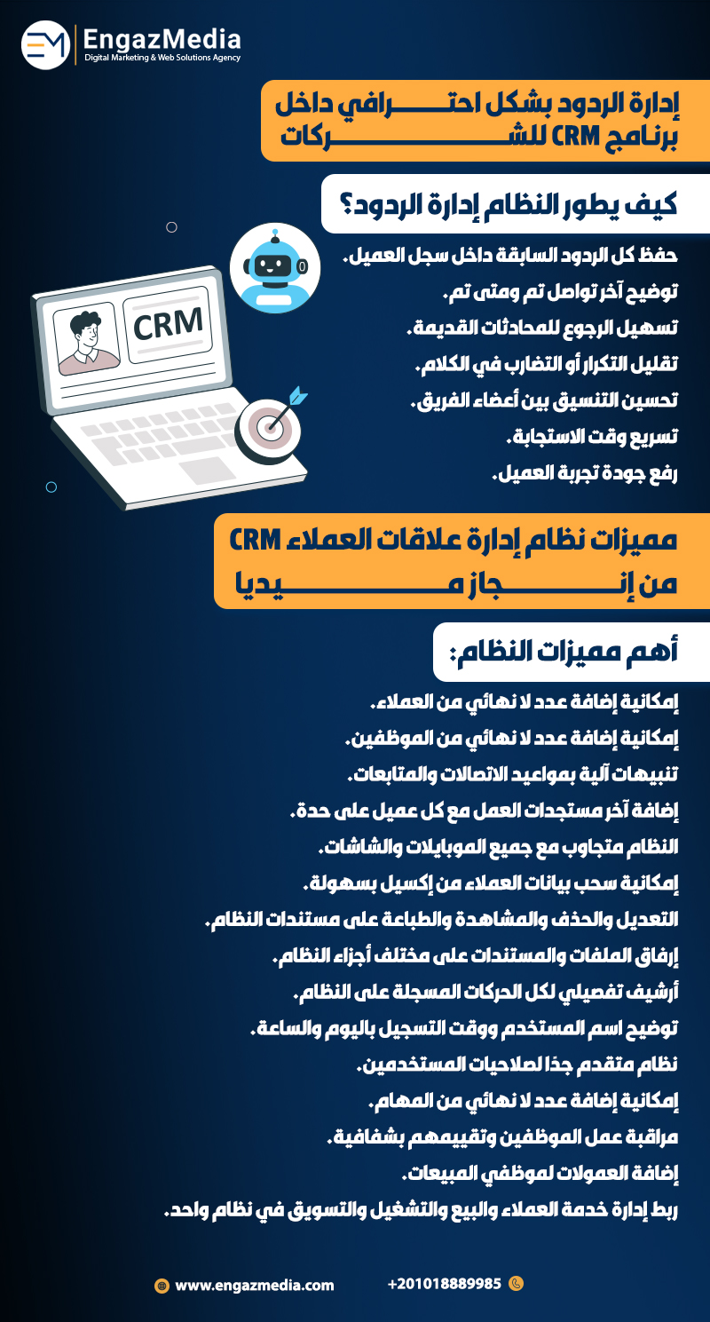 إدارة الردود بشكل احترافي داخل برنامج CRM للشركات