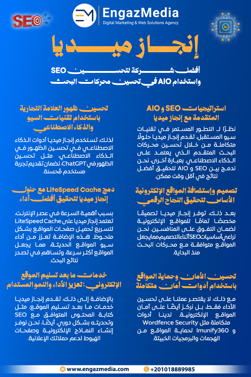 إنجاز ميديا: أفضل شركة لتحسين SEO واستخدام AIO في تحسين محركات البحث