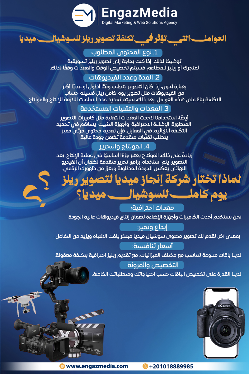  العوامل التي تؤثر في تكلفة تصوير ريلز للسوشيال ميديا