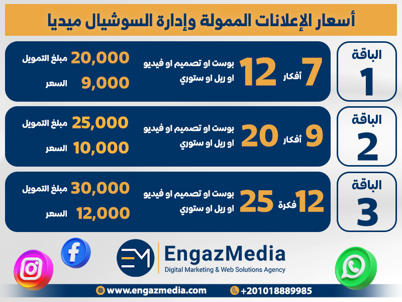 أسعار الإعلانات الممولة وإدارة السوشيال ميديا