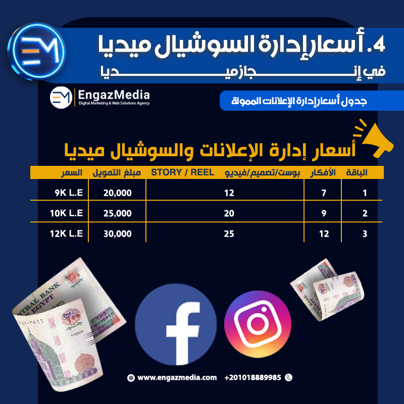 4. أسعار إدارة السوشيال ميديا في إنجاز ميديا