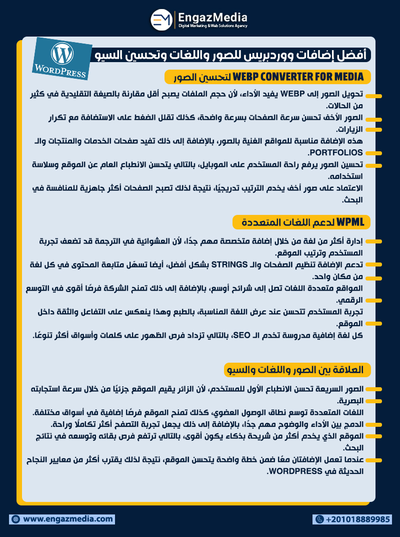 أفضل إضافات ووردبريس للصور واللغات وتحسين السيو