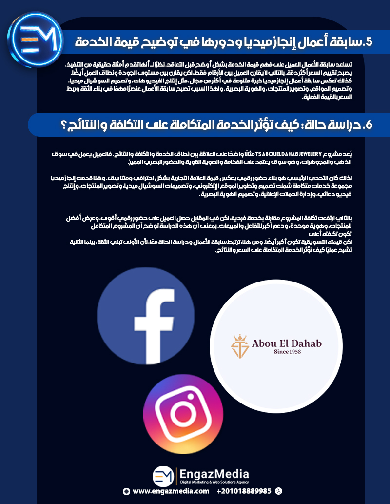 5.سابقة أعمال إنجاز ميديا ودورها في توضيح قيمة الخدمة