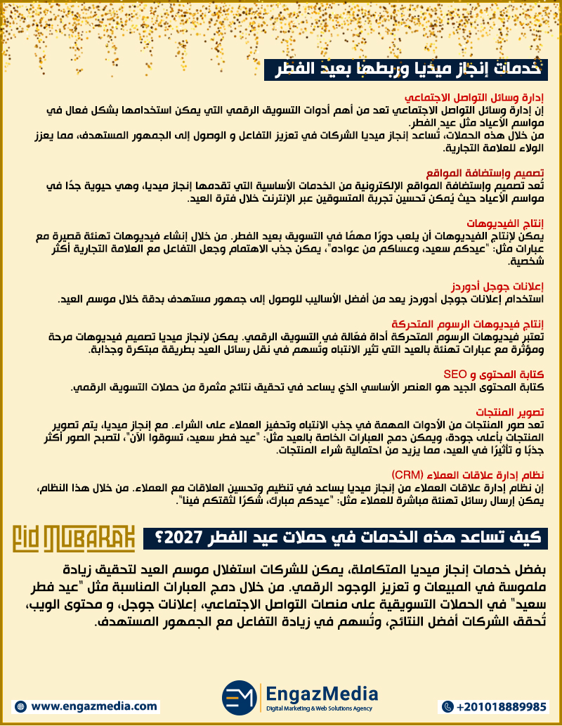 خدمات إنجاز ميديا وربطها بعيد الفطر