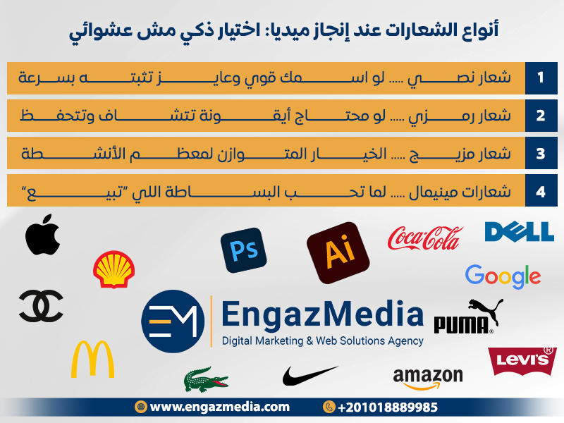 أنواع الشعارات عند إنجاز ميديا: اختيار ذكي مش عشوائي