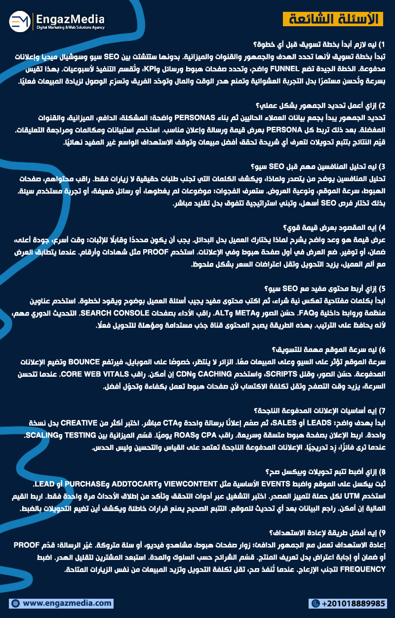 الأسئلة الشائعة 
