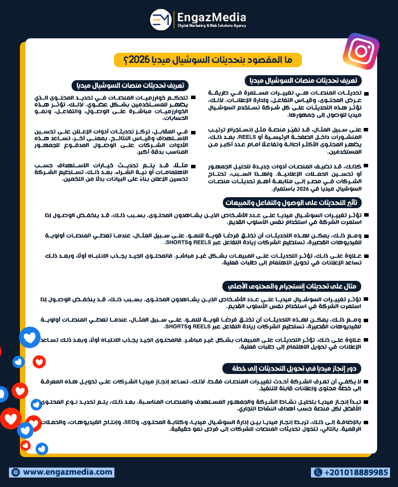 ما المقصود بتحديثات السوشيال ميديا 2026؟