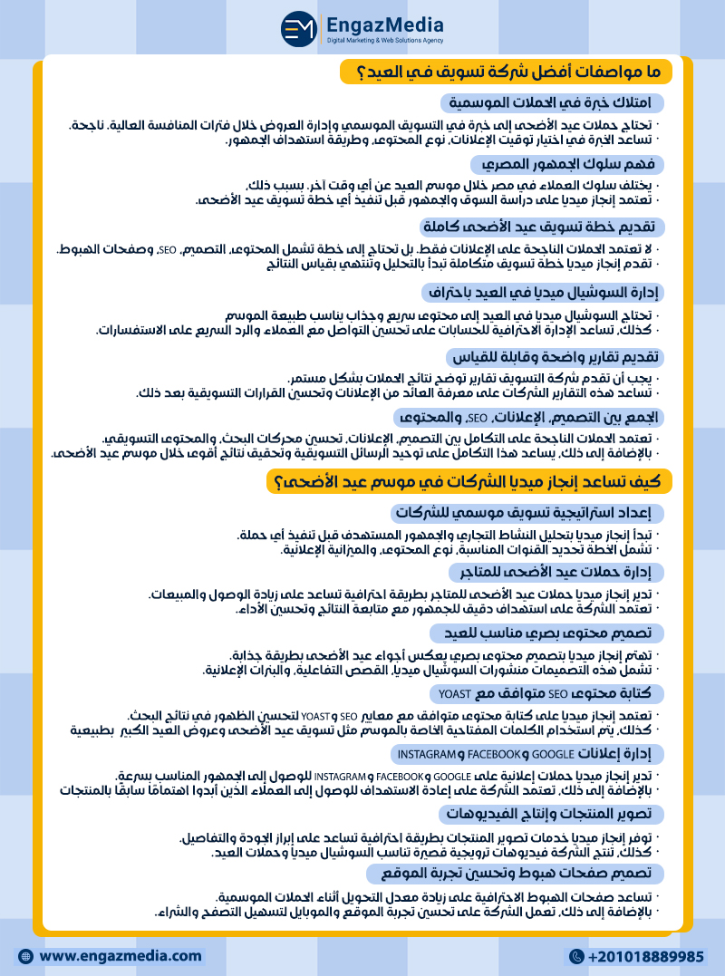 ما مواصفات أفضل شركة تسويق في العيد؟