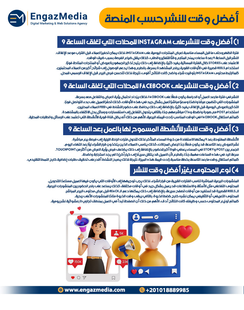 أفضل وقت للنشر حسب المنصة