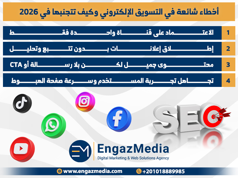 أخطاء شائعة في التسويق الإلكتروني وكيف تتجنبها في 2026