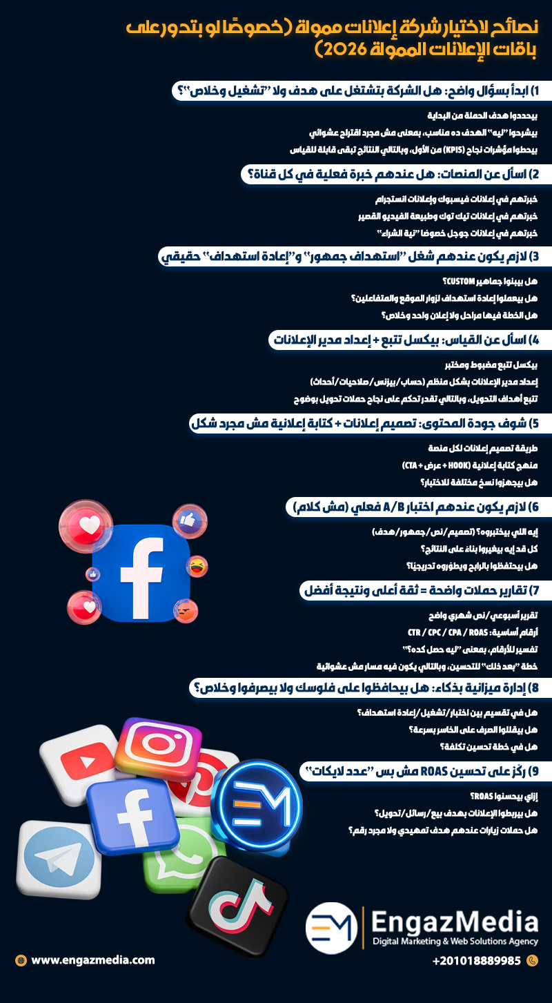 نصائح لاختيار شركة إعلانات ممولة (خصوصًا لو بتدور على باقات الإعلانات الممولة 2026)