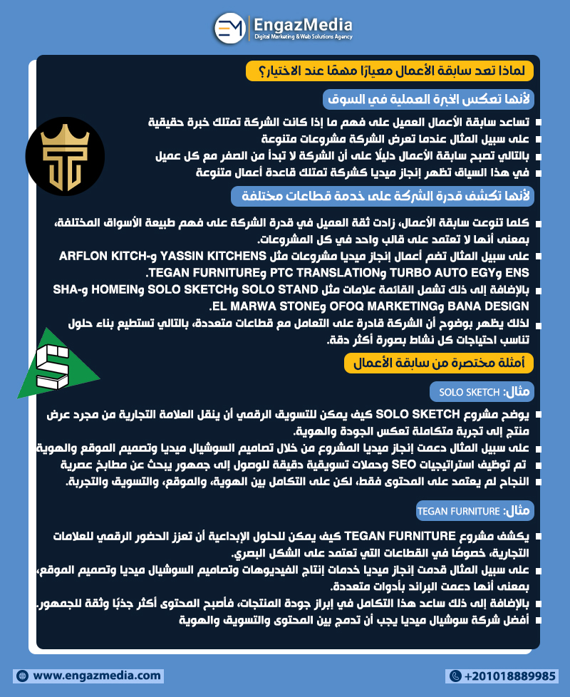لماذا تعد سابقة الأعمال معيارًا مهمًا عند الاختيار؟  
